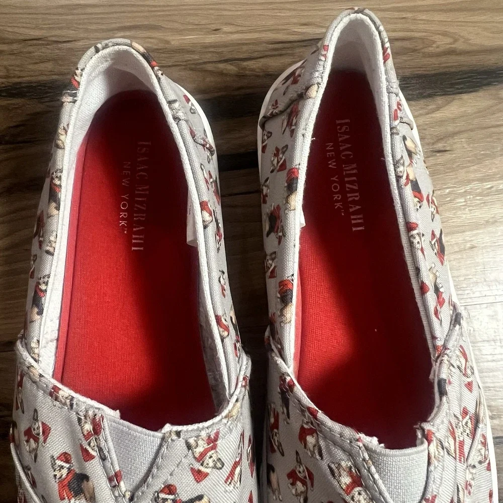Corgi Christmas Graphics Dogs Scarfs Isaac Mizrati Slip-ons Sz 8 Cushion Support